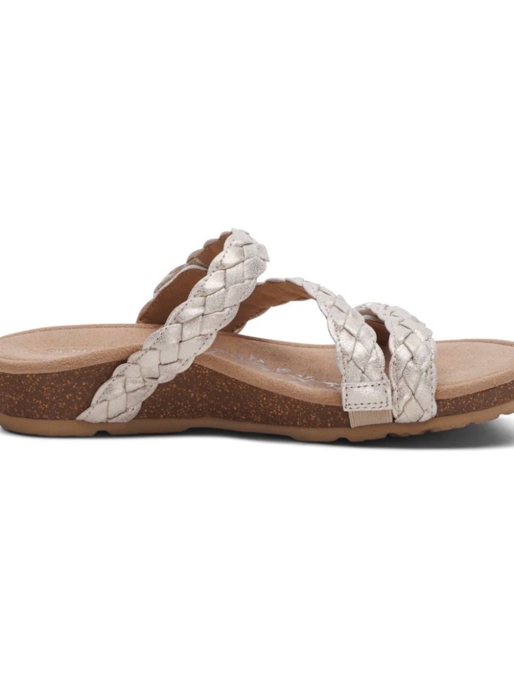 NWT Aetrex Josie Braided Triple-Strap Adjustable Size 9 Champagne Women Sandals - Picture 4 of 9